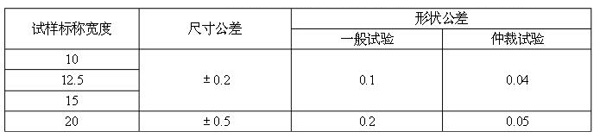 表1-2：標(biāo)準(zhǔn)試樣的尺寸公差